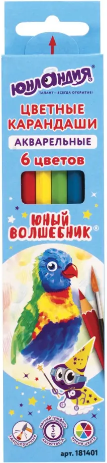 Карандаши цветные акварельные "Юный волшебник", 6 цветов, шестигранные, заточенные, Голубой
Карандаши цветные акварельные "Юный волшебник", 6 цветов, шестигранные, заточенные, Голубой