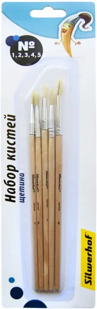 Набор кистей Silwerhof "Народная коллекция", круглые, №1-5, 5 штук, арт. 980091