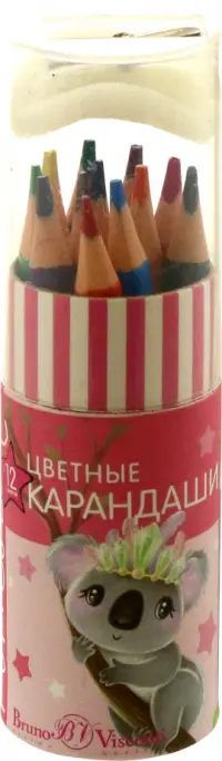 Карандаши цветные "Fun color", укороченные, 12 цветов