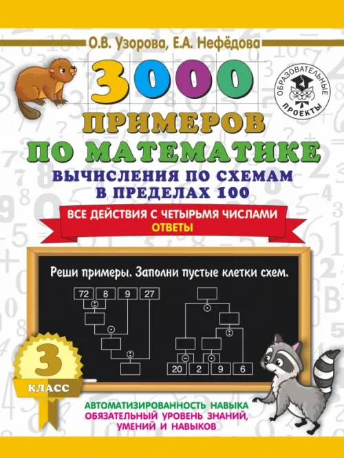 3000 примеров по математике. Вычисления по схемам в пределах 100. Все действия с 4 числами. 3 класс
3000 примеров по математике. Вычисления по схемам в пределах 100. Все действия с 4 числами. 3 класс
