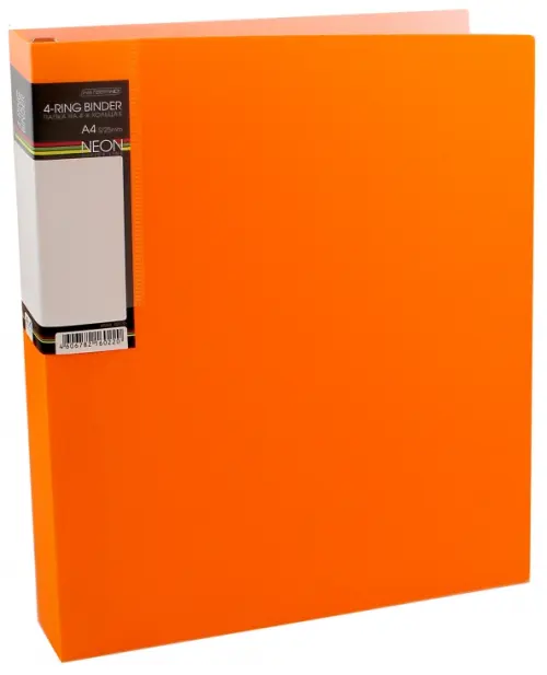 Папка на 4 кольцах, пластиковая NEON 4-RING BINDER, оранжевая (4AB4_02035), Оранжевый
Папка на 4 кольцах, пластиковая NEON 4-RING BINDER, оранжевая (4AB4_02035), Оранжевый