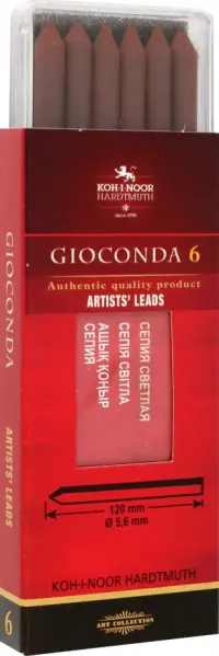 Сепия светлая для цанговых карандашей Gioconda 4377, 6 штук