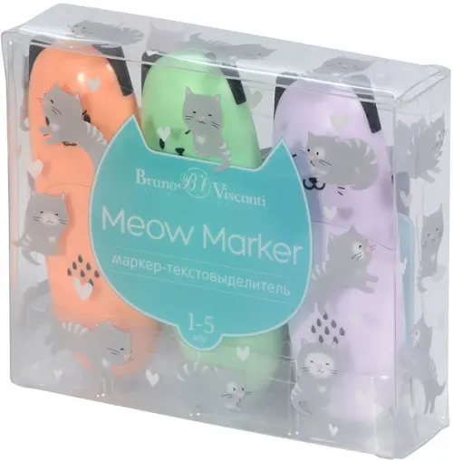 Набор текстовыделителей Meow Marker, 3 штуки, пастельный мятный, оранжевый, сиреневый
Набор текстовыделителей Meow Marker, 3 штуки, пастельный мятный, оранжевый, сиреневый