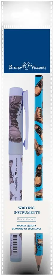 Ручка шариковая FreshWrite, синяя и карандаш чернографитный HappyGraphix. Boots. Синие ботинки, HB
Ручка шариковая FreshWrite, синяя и карандаш чернографитный HappyGraphix. Boots. Синие ботинки, HB