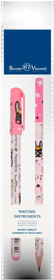 Ручка шариковая HappyWrite, синяя и карандаш чернографитный HappyGraphix. Цирк. Зайка, HB
Ручка шариковая HappyWrite, синяя и карандаш чернографитный HappyGraphix. Цирк. Зайка, HB