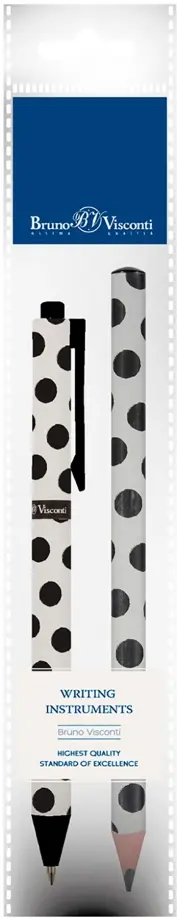 Ручка шариковая автоматическая ArtClick, синяя и карандаш HappyGraphix Jumbo. Black Polka, 4B, Белый
Ручка шариковая автоматическая ArtClick, синяя и карандаш HappyGraphix Jumbo. Black Polka, 4B, Белый