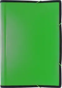 Папка на резинке, 13 отделений, А4, зеленая