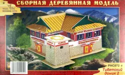 Сборная деревянная модель, цветная. Тибетский домик 2