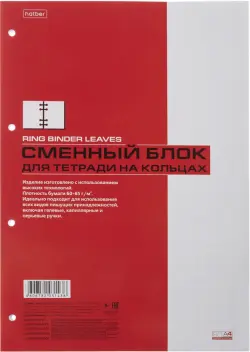 Сменный блок для тетрадей, на кольцах, 80 листов, А4