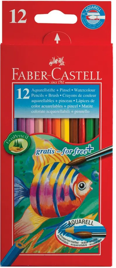 

Карандаши акварельные "Рыбки", 12 цветов + кисть, Красный