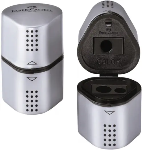 

Точилка пластиковая "Trio Grip", 3 отверстия, 2 контейнера, Серый