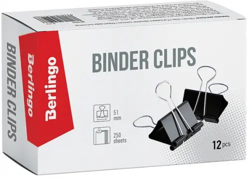 Зажимы для бумаг 51 мм черные 12 штук 419₽