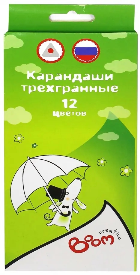 

Карандаши трехгранные "Creativo", 12 цветов, Зелёный