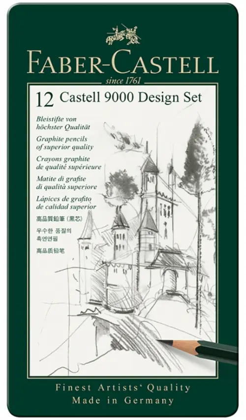 

Карандаши чернографитные "Castell 9000", 12 штук, Зелёный