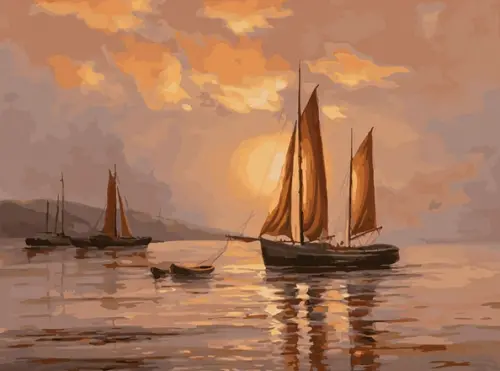 

Живопись на холсте. По водной глади, 30x40 см, Оранжевый