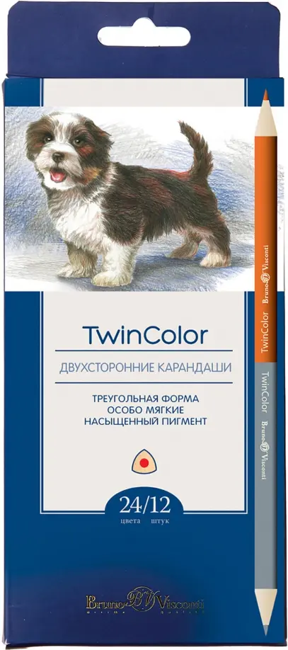 

Карандаши цветные "Twincolor", 12 штук, 24 цвета, Синий