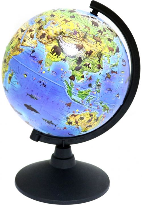 Глобус Земли зоогеографический детский, 210 мм Prof-press, цвет синий