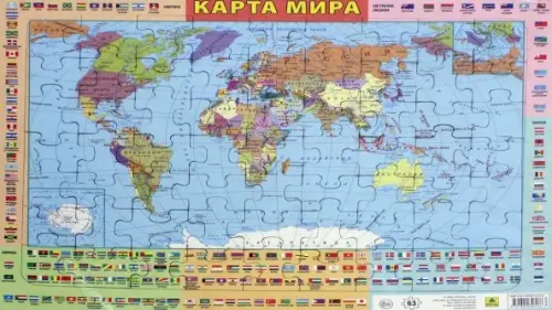 

Пазл на подложке. Карта мира, 63 элемента