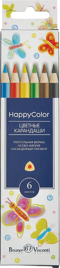 Карандаши цветные "HappyColor", 6 цветов