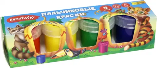 

Краски пальчиковые "Creativiki", 4 цвета по 40 мл, Мультиколор