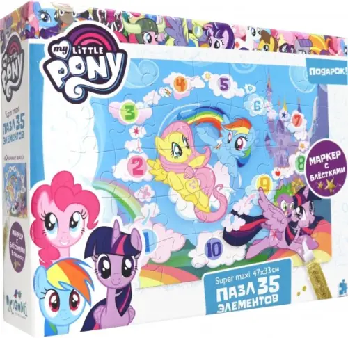 

Пазл super maxi. My little pony. Облачный замок, 35 элементов + глиттерный маркер