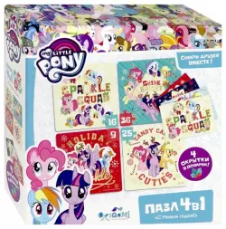 Пазл 4 в 1. My little pony. Зима. Блестящие каникулы + 4 открытки