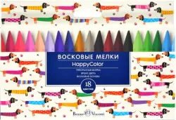 Мелки восковые "Happy color", 18 цветов