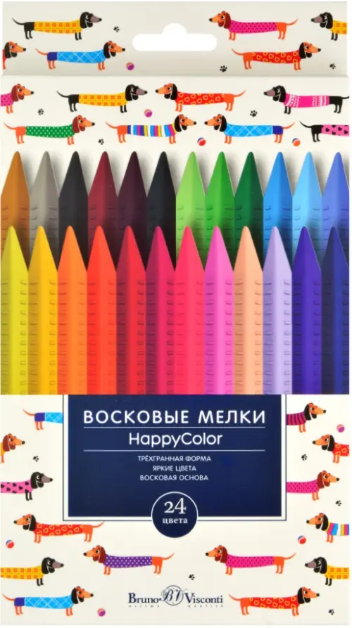 Мелки восковые Happy color 24 цвета 243₽