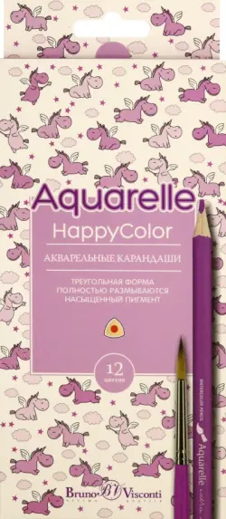 Карандаши акварельные "HappyColor", 12 цветов