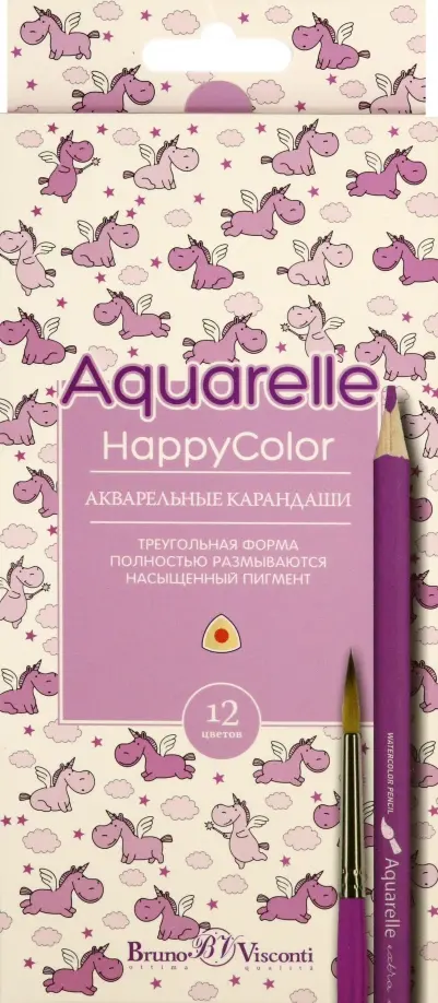 Карандаши акварельные "HappyColor", 12 цветов