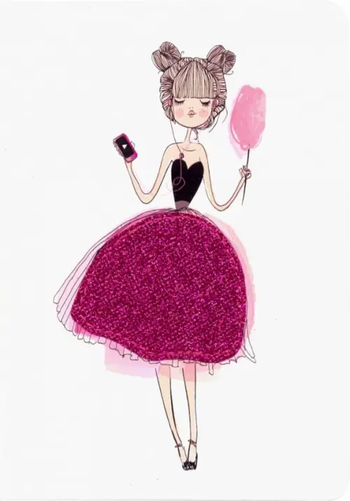 

Блокнот для записей. Get Glitter! Девочка с ватой, В6, 80 листов, линия, Белый