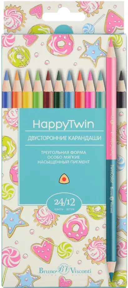 

Карандаши цветные "Twincolor happy", 24 цвета, В ассортименте
