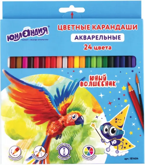 

Карандаши цветные "Юный волшебник", 24 цвета, шестигранные, заточенные, Голубой