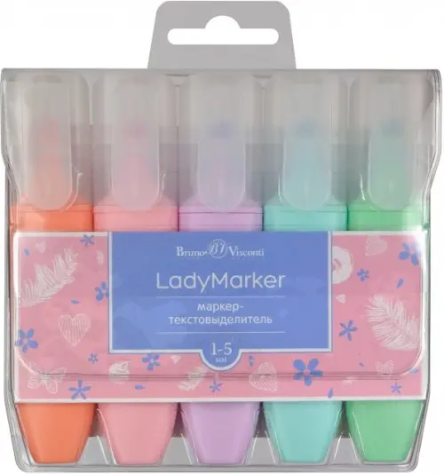 

Набор текстовыделителей "LadyMarker", 5 цветов, Мульти