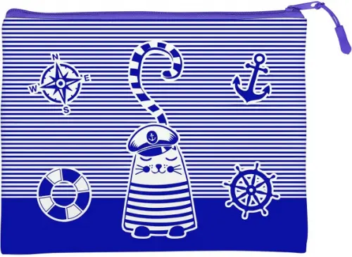 

Папка на молнии "Кот морячок", А5+, 26x20 см, Белый