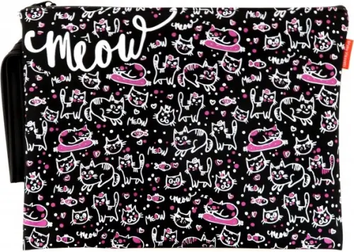 

Папка на молнии "Контурные котята", А5, 26x20 см, Чёрный