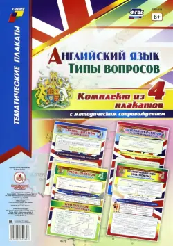 Комплект плакатов "Английский язык. Типы вопросов". 4 плаката с методическим сопровождением. ФГОС