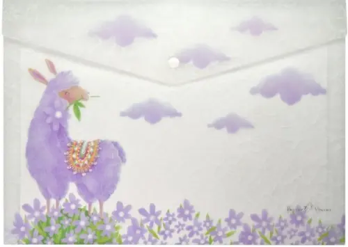 Папка-конверт на кнопке Лавандовые ламы А4 78₽