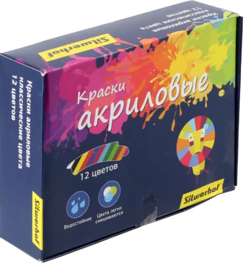 

Краски акриловые Silwerhof 961132-12, 12 цветов по 20 мл, Синий