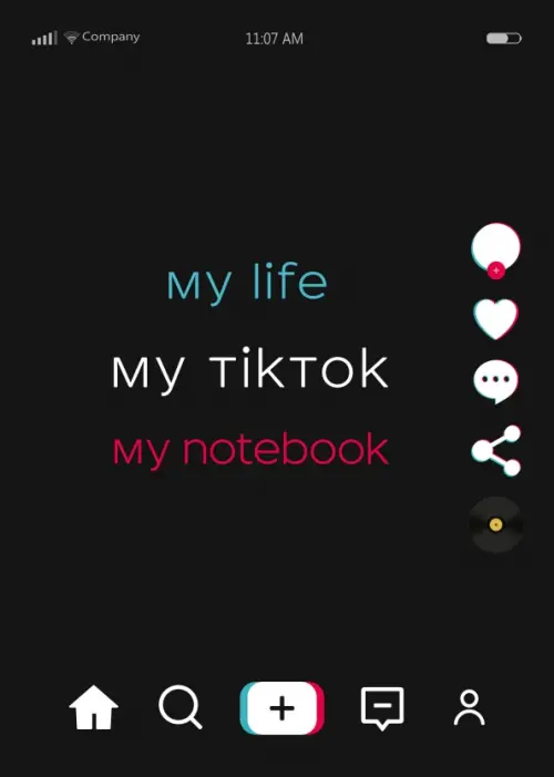 

Блокнот. My life, my TikTok, my notebook, А4, в точку, Чёрный