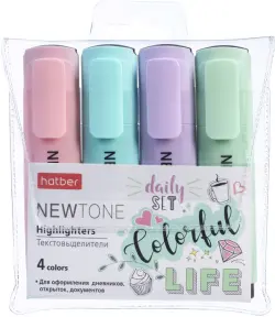 Текстовыделители "NEWtone Pastel", 4 цвета