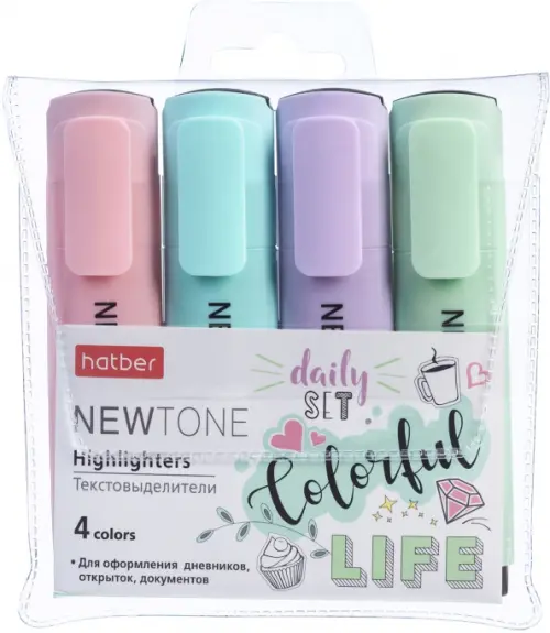 

Текстовыделители "NEWtone Pastel", 4 цвета, Мульти