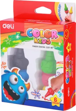 Восковые мелки Deli "Color Kids", пальчиковые, 6 цветов