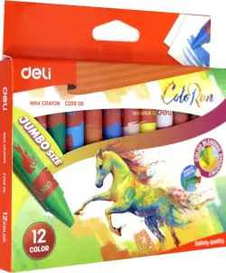 Восковые мелки Deli "Colorun", утолщенные, 12 цветов