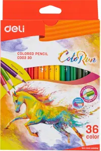 Карандаши цветные Deli "ColoRun", тополь, 36 цветов