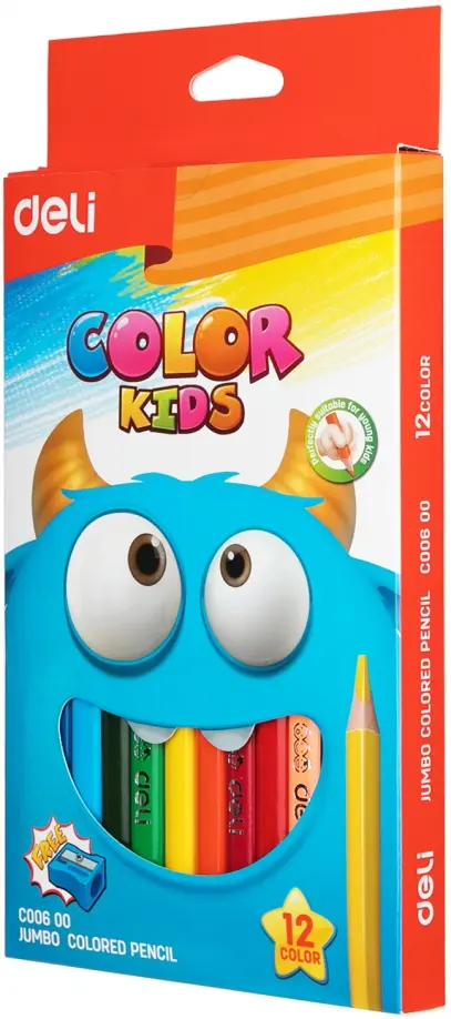 Карандаши цветные Deli Color Kids трехгранные 12 цветов 443₽