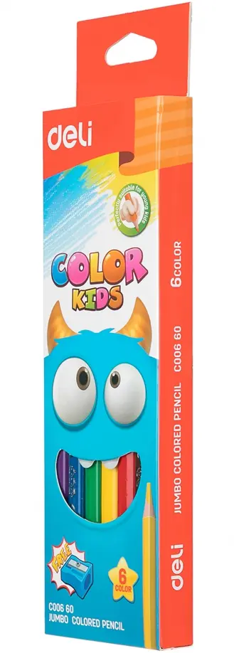 Карандаши цветные Deli "Color Kids", трехгранные, 6 цветов