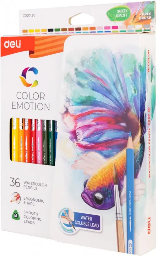 Карандаши цветные акварельные "Color Emotion", липа, 36 цветов