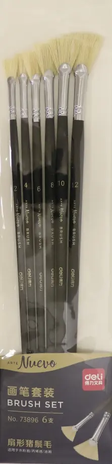 Набор плоских кистей "Deli", 6 кистей, арт. 73896