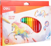 Фломастеры Deli "ColoRun", круглый пишущий наконечник, 24 цвета